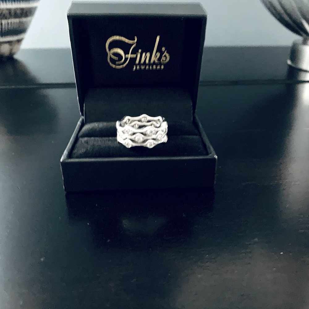 RITANI Unique Three-Row Bezel Set 1.68 CT Diamond Ring In Platinum(pt950),size 7